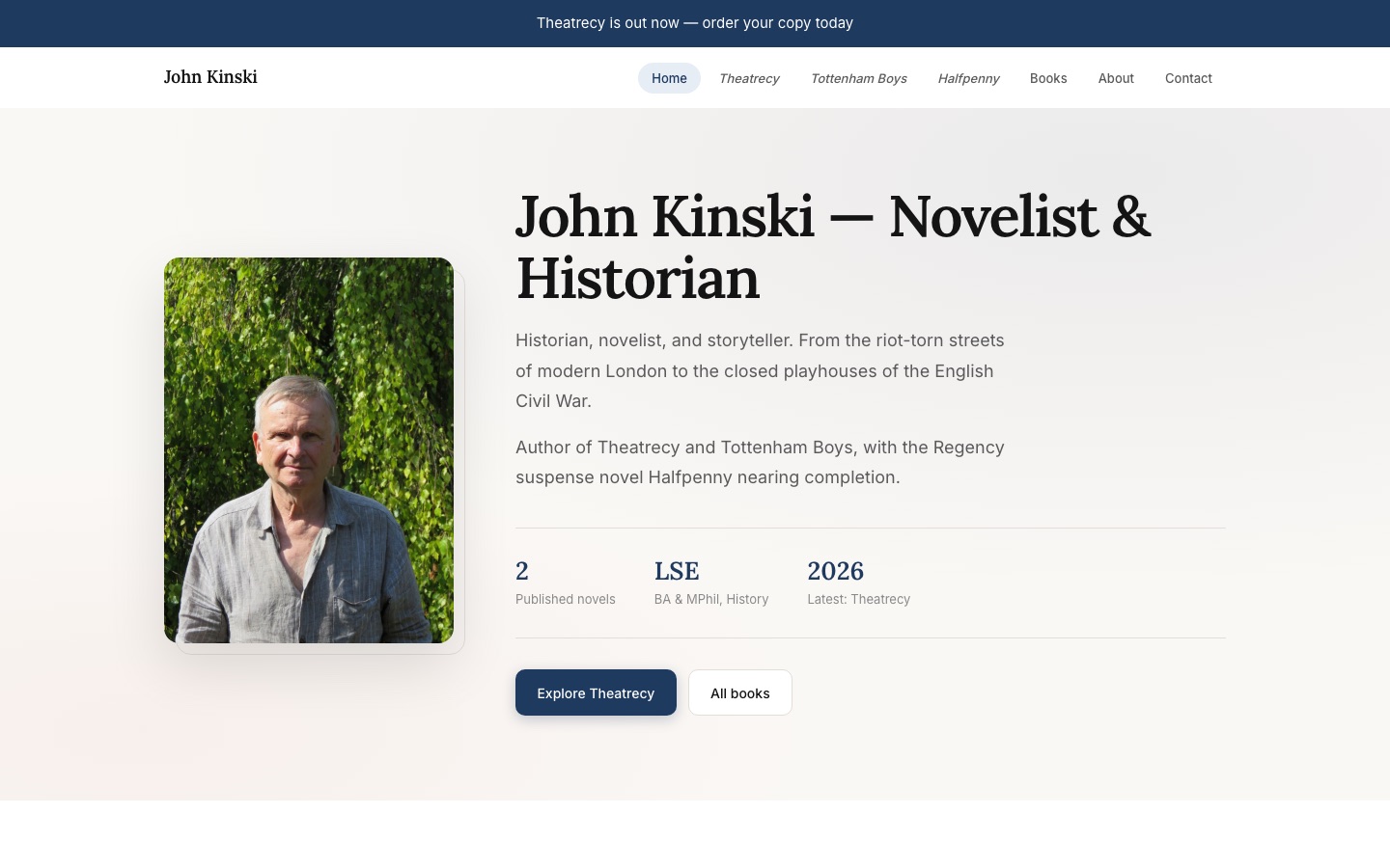 Screenshot of the John Kinski website