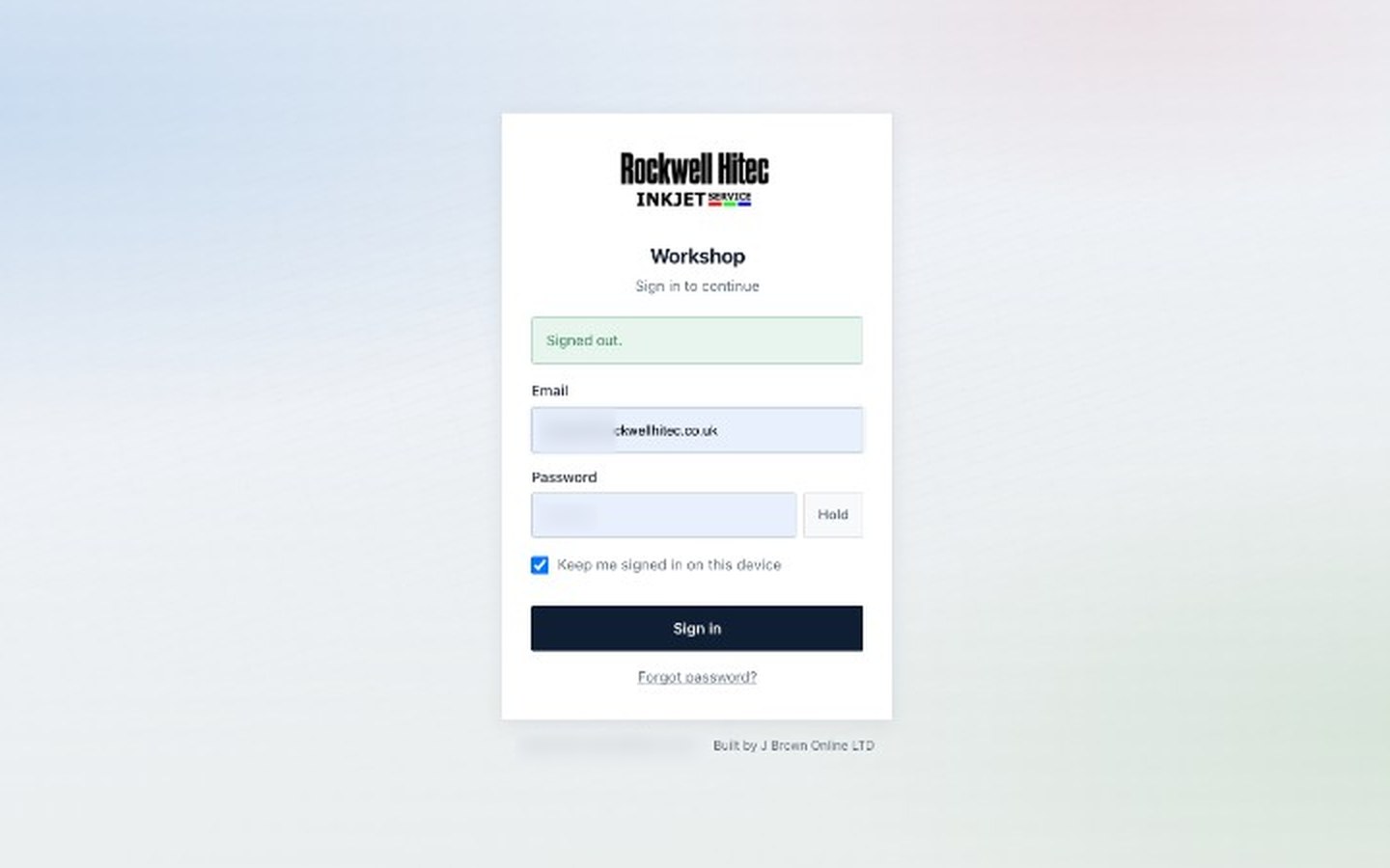 Screenshot of the Rockwell Hitec website